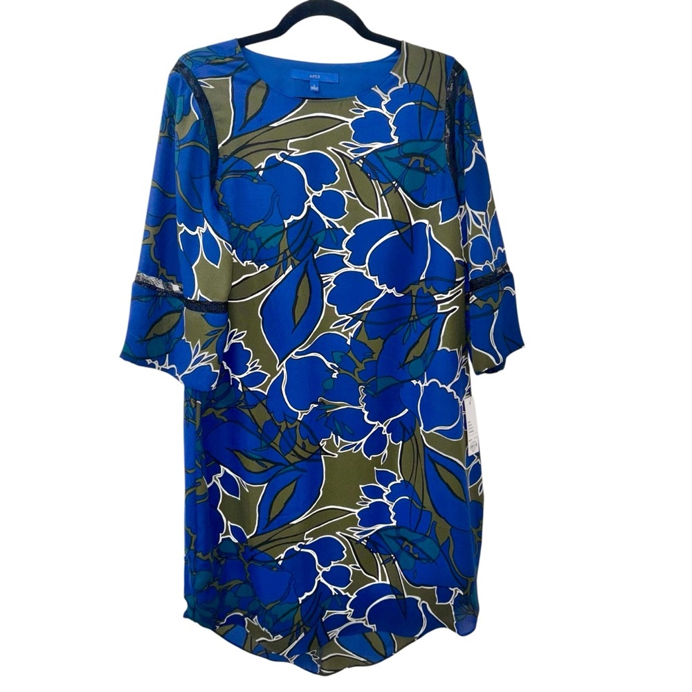 NWT APT9 floral Blue and Green work church party Dress size Large